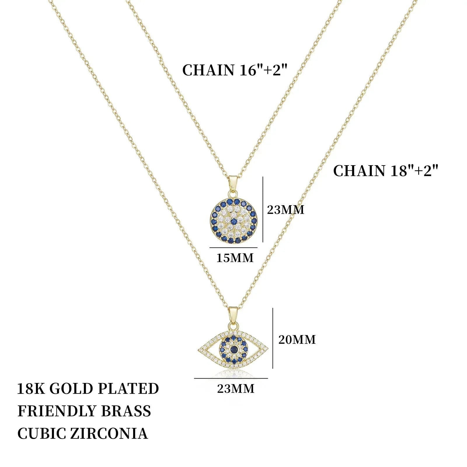 Evil Eye Necklace Layered Necklaces for Women, 2Pcs 18K Gold Plated Dainty Evil Eye Choker Pendant Necklace Handmade Evil Eye Jewelry Protection Gifts - Handmade Lifestyle Shop