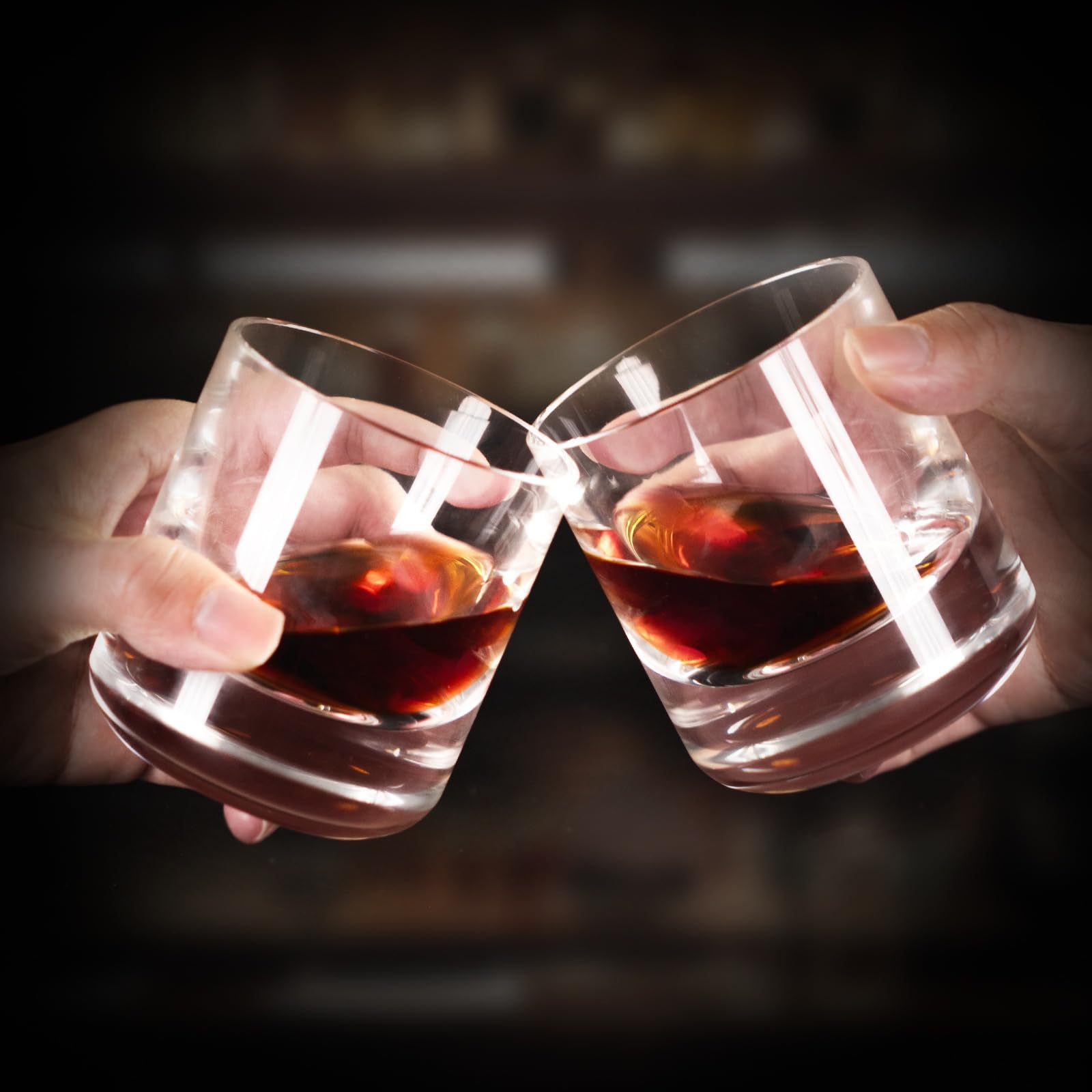 KAMMAK Crystal Whiskey Glasses Set of 2, Handcrafted 7.1oz Old Fashioned Glasses Stemless, Luxury Cocktail Glasses, Hand Blown Scotch Cup for Women, Men Gift for Rocks, Bourbon Barware, Bar