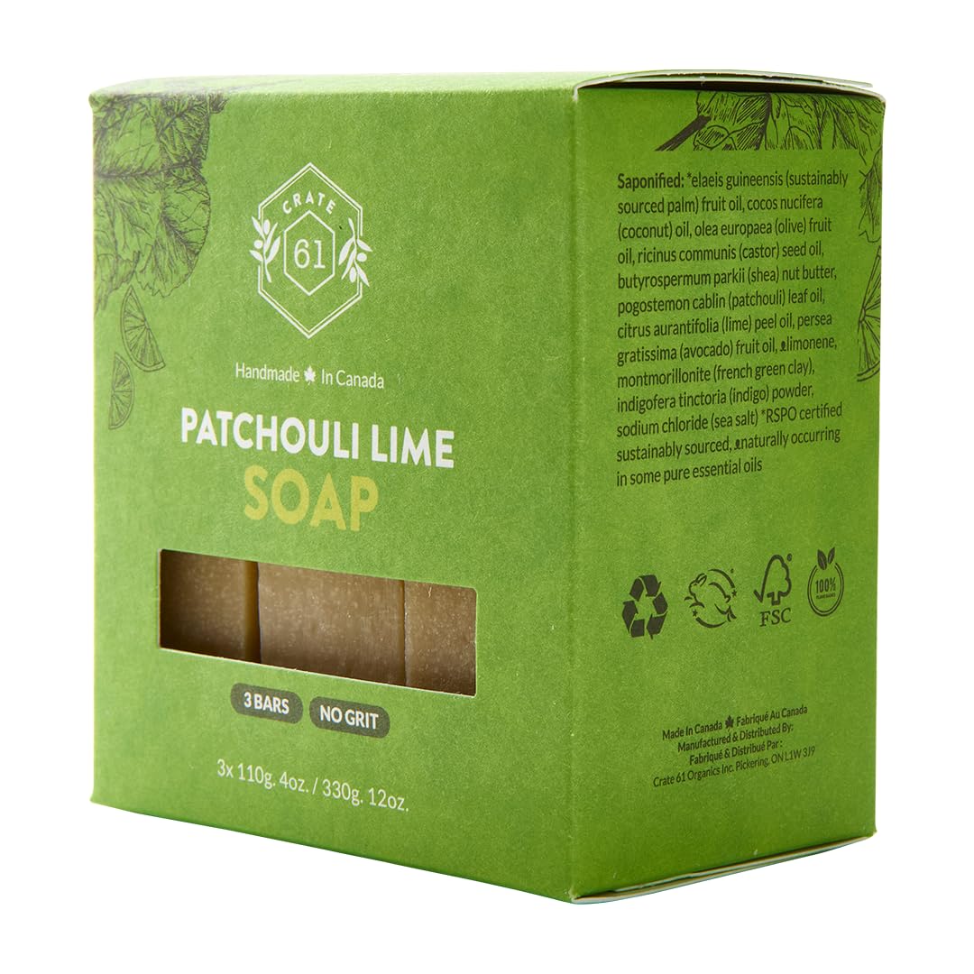 Crate 61 Organics, Handmade in Canada, Plant Based Natural Bar Soap Cold Pressed For Face & Body, w/Premium Essential Oils, For Men & Women 3 Pack (Ginger Cardamom)