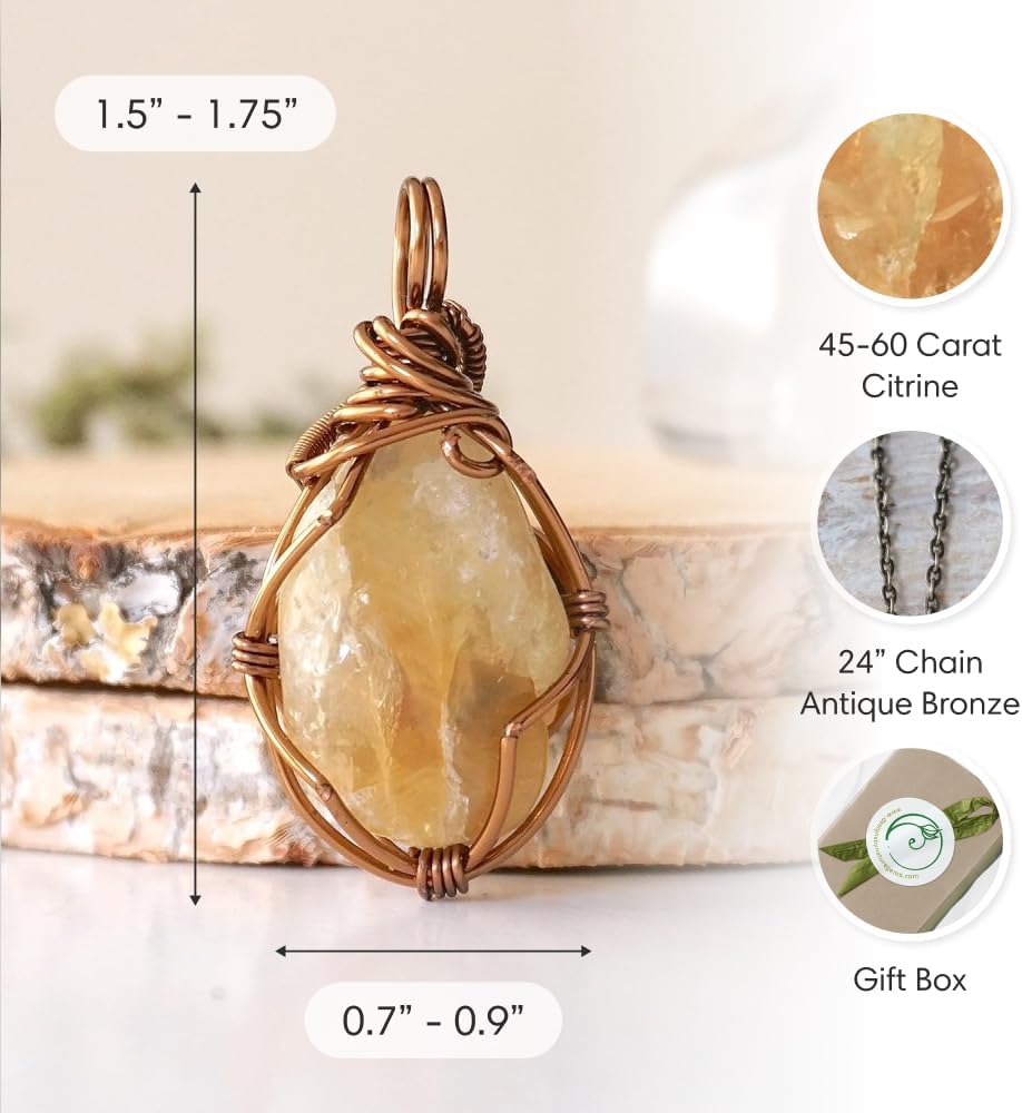 Designs by Nature Gems Necklace for Women - Designer Pendant Necklace - Antique Bronze Chain