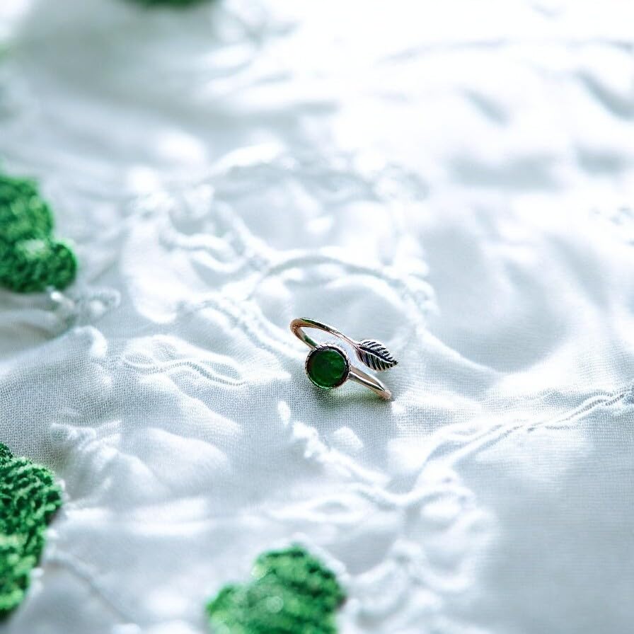 Bottled Up Designs Handmade Vintage Botanical Ring, Recycled Antique Glass Bottles, Sterling Silver, Eco Friendly, Made in USA, Birthday Gifts, Mothers Day, Women, Anniversary