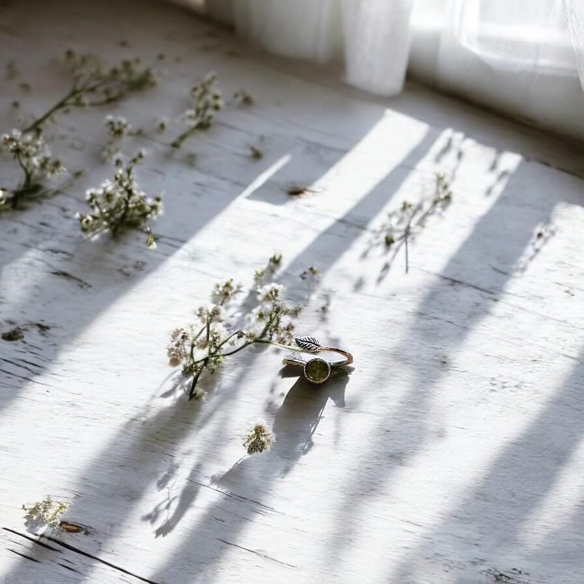 Bottled Up Designs Handmade Vintage Botanical Ring, Recycled Antique Glass Bottles, Sterling Silver, Eco Friendly, Made in USA, Birthday Gifts, Mothers Day, Women, Anniversary