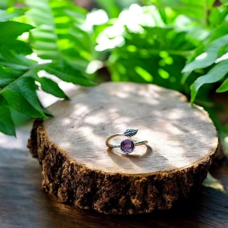 Bottled Up Designs Handmade Vintage Botanical Ring, Recycled Antique Glass Bottles, Sterling Silver, Eco Friendly, Made in USA, Birthday Gifts, Mothers Day, Women, Anniversary