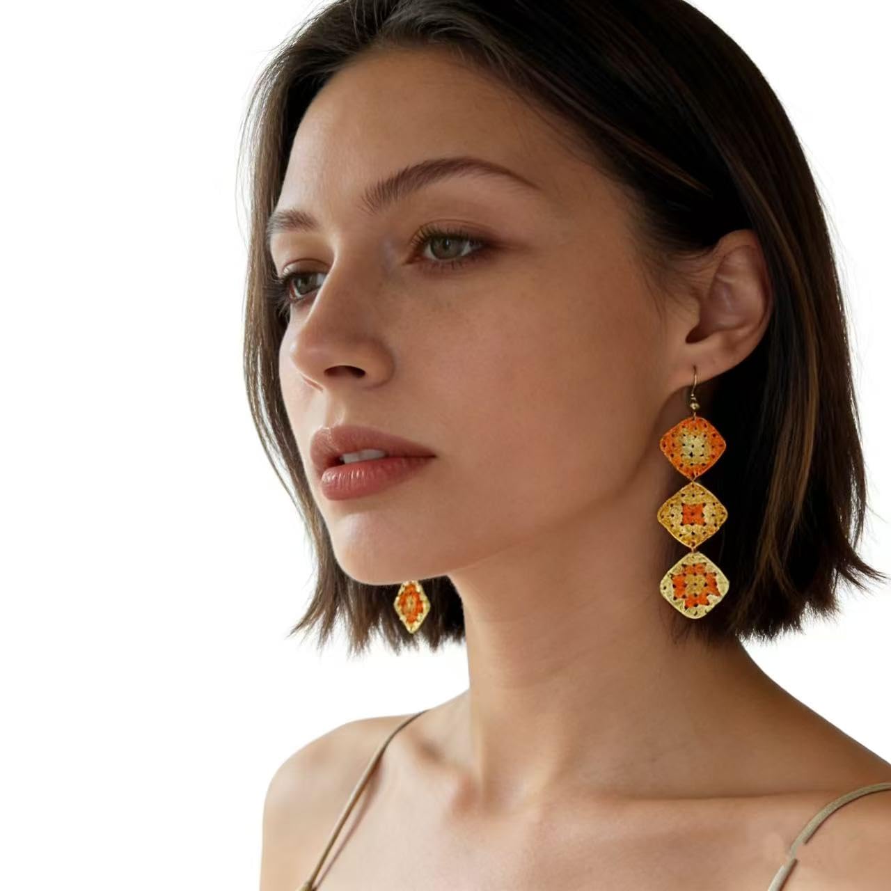 Crochet Flower Handmade Crochet Earring Drop Dangle Earring For Women Girls