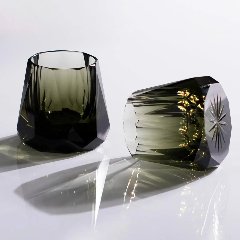 KAMMAK Crystal Whiskey Glasses Set of 2, Handcrafted 7.1oz Old Fashioned Glasses Stemless, Luxury Cocktail Glasses, Hand Blown Scotch Cup for Women, Men Gift for Rocks, Bourbon Barware, Bar - Handmade Lifestyle Shop