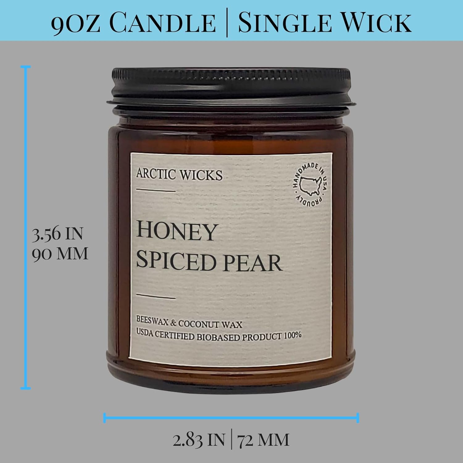 Vanilla Bourbon Candle | Arctic Wicks 9oz Coconut & Beeswax Candles | Scented Non-Toxic Candles for Fall, Winter, Holidays, Gifts For Him, Whiskey Bourbon, Vanilla Candle | USDA Certified Biobased