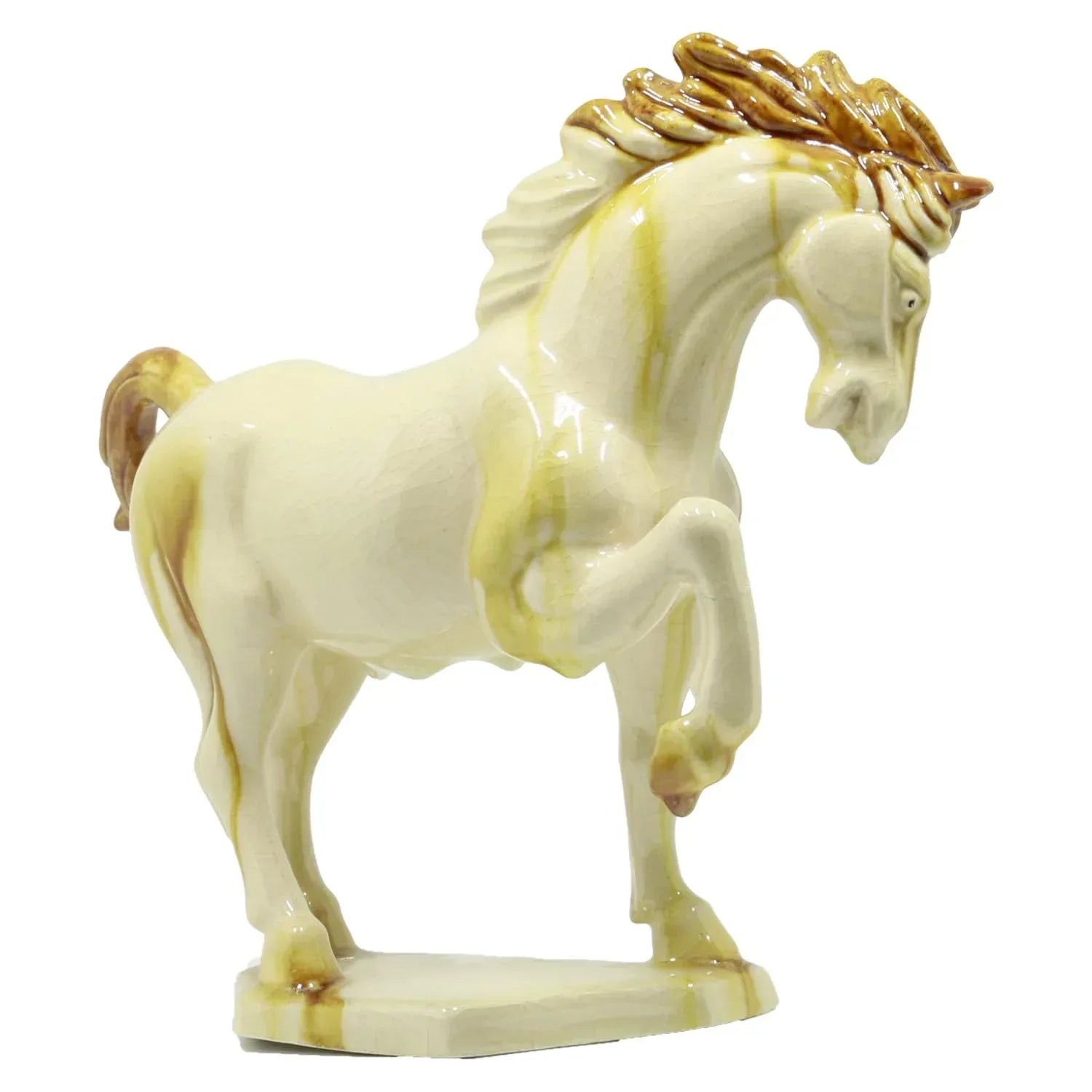 Ceramic Horse Sculpture -8 inch Hand Made Tang Tri-Color Cultural Art Piece,Museum Collection Inspired Home and Office Decor (Green) - Handmade Lifestyle Shop