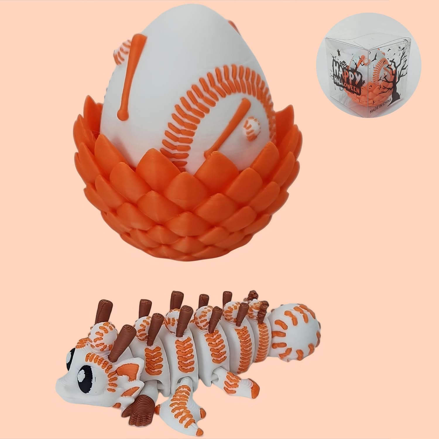 Enchanted 3D Egg with Miniature Inside - Handcrafted Printed Collectible | Fantasy Decor & Gift (Ice Cream Dragon & Egg (Box))