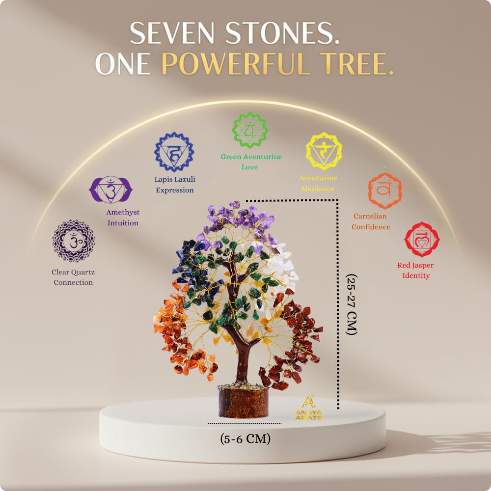 7 Chakra Healing Crystal Tree Kit, Bracelet, Pendant, Necklaces, Handmade Gemstone Money Bonsai Tree of Life Feng Shui Decor for Home Office, Positive Energy, Reiki Healing, for Women