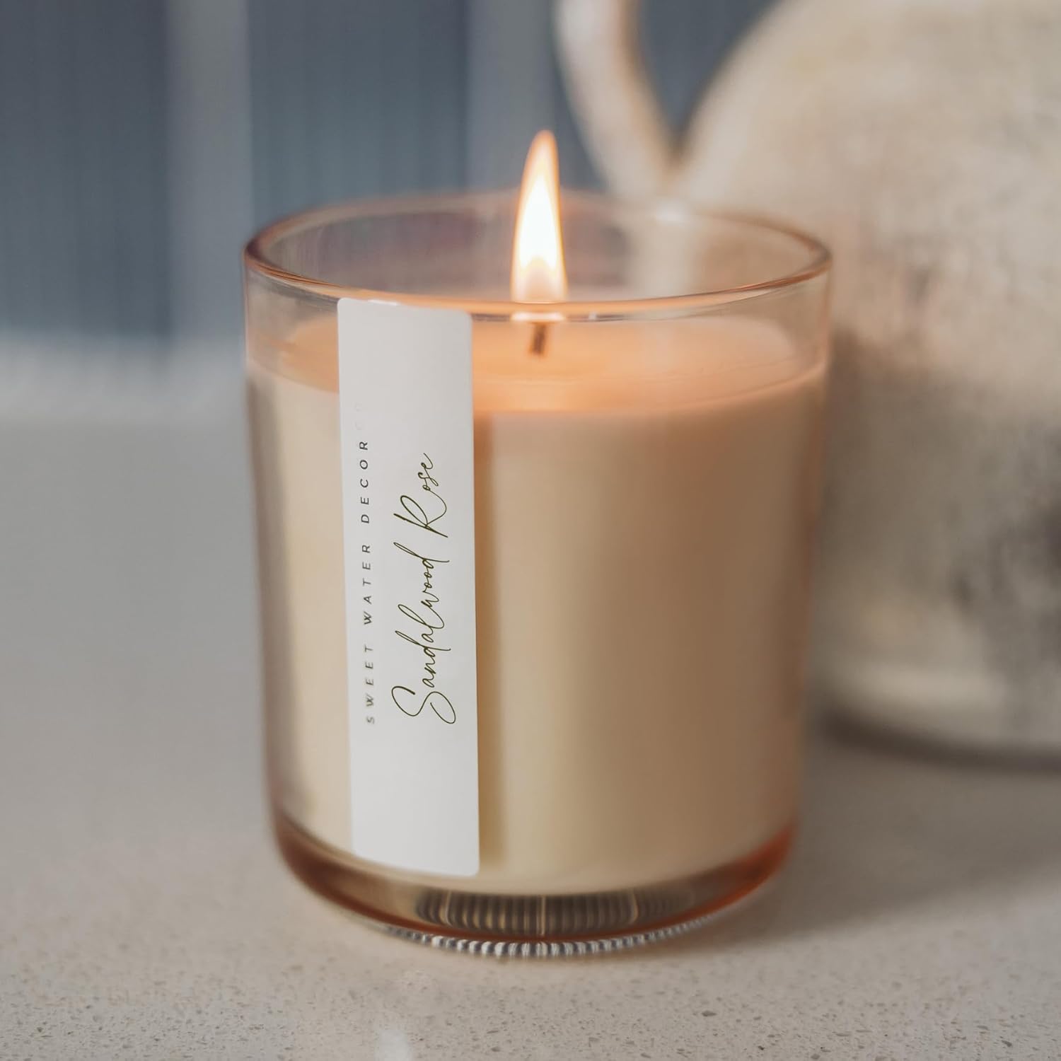 Sweet Water Decor Cashmere and Vanilla Scented Soy Candles – Milky Coconut, Jasmine, Soft Cashmere, Exotic Musk – Cozy Aroma – 50 Hour Burn – 12oz Tinted Glass Jar for Home Decor and Bedroom Decor