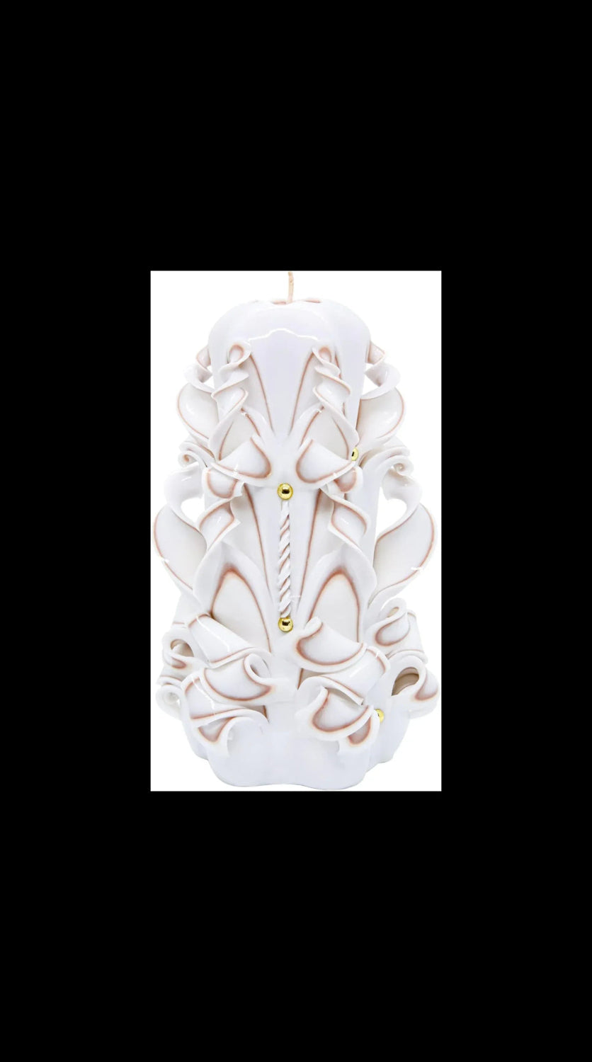 Handmade Carved Candle - Surprise Gift For Her - Decor Birthday Halloween Thanksgiving Christmas - Spiritual Living Room Home Decor Candles - Unique Engagement Wedding Idea - White - Ordagio - Handmade Lifestyle Shop