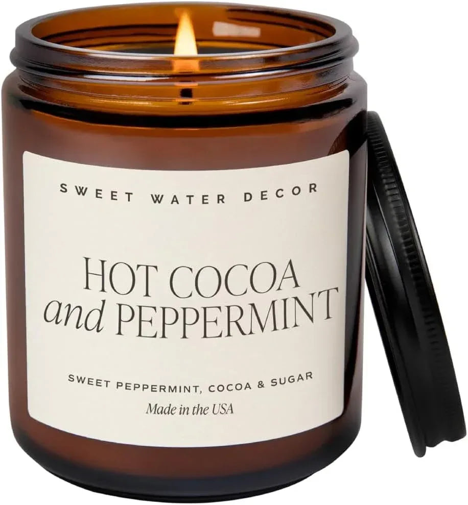 Sweet Water Decor Warm and Cozy Soy Candle - Orange Peel, Cinnamon, Ginger and Clove Scented Candles for Home - 9oz Amber Jar + Black Lid, 40+ Hour Burn Time, Made in The USA - Handmade Lifestyle Shop