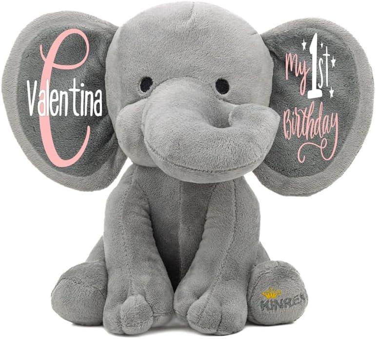 Personalized Elephant Stuffed Animal - Custom Birth Stats Announcement Stuff Elephants Animals for Babies, Baby Shower, Boy, Girl, Newborn, Customized Keepsake Plush Bear Gifts, Pink 9 Inches - Handmade Lifestyle Shop