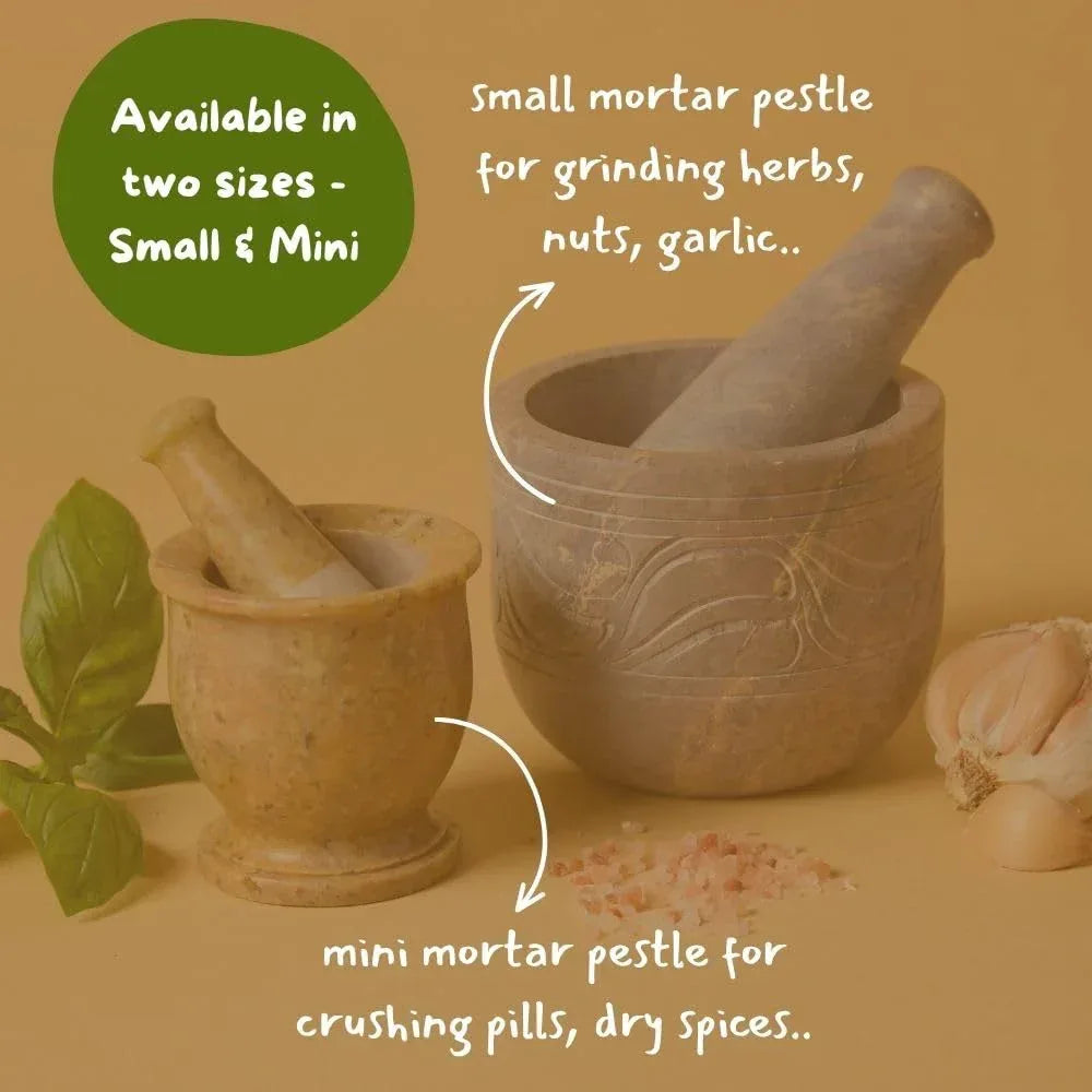 Small Mortar Pestle Set, Kitchen Tools, Kitchen Countertop Decor, Grinding, Crushing, Herbs, Garlic, Nuts, Spices, Rustic Style, Handcrafted, Made from Soapstone, Gray - Handmade Lifestyle Shop