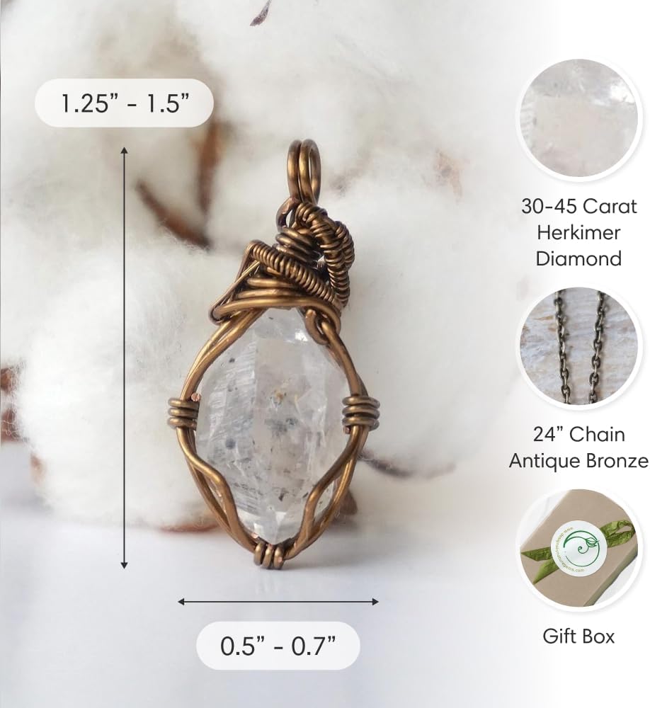 Designs by Nature Gems Necklace for Women - Designer Pendant Necklace - Antique Bronze Chain