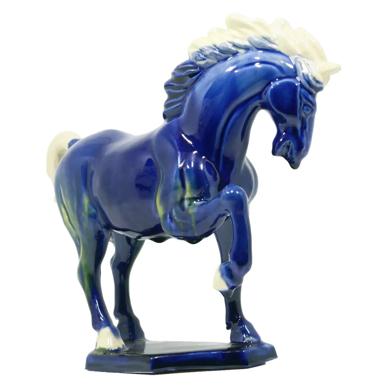 Ceramic Horse Sculpture -8 inch Hand Made Tang Tri-Color Cultural Art Piece,Museum Collection Inspired Home and Office Decor (Green) - Handmade Lifestyle Shop