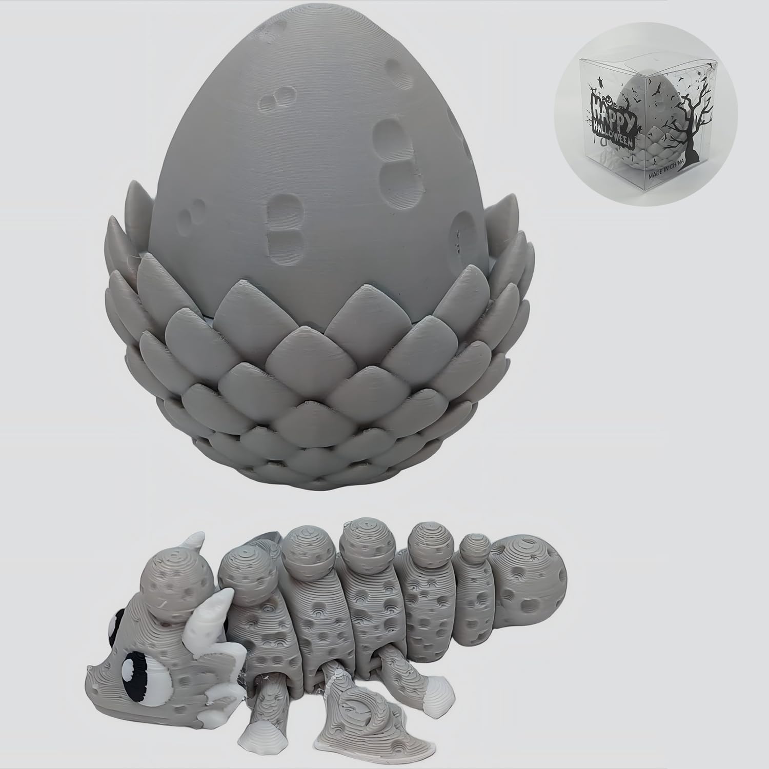 Enchanted 3D Egg with Miniature Inside - Handcrafted Printed Collectible | Fantasy Decor & Gift (Ice Cream Dragon & Egg (Box))