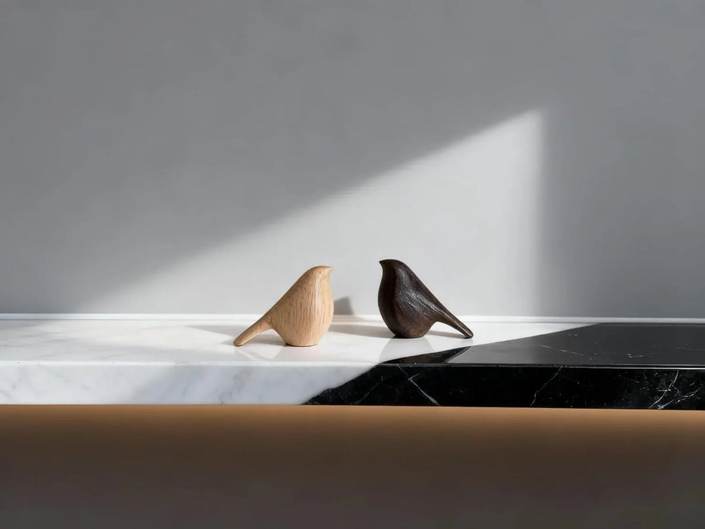 Natural Wood Bird Trio 4.1”L Set of 3 – Small Bird Sculptures & Animal Statues, Hand-Finished Modern Coffee Table Shelf Decor, Gift-Ready (3, Mixed) - Handmade Lifestyle Shop