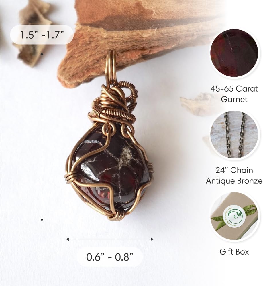 Designs by Nature Gems Necklace for Women - Designer Pendant Necklace - Antique Bronze Chain