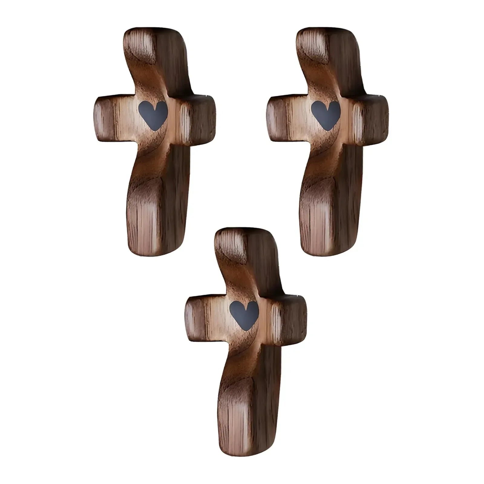 3-Pack Wooden Cross Fidget, Handmade Pocket Wood Crosses, Cross My Heart | Encouragement Gift, Relieve Anxiety for Yourself, Inspirational Easter Gift for Christian Faith, Prayer, Valentines Day Gifts - Handmade Lifestyle Shop