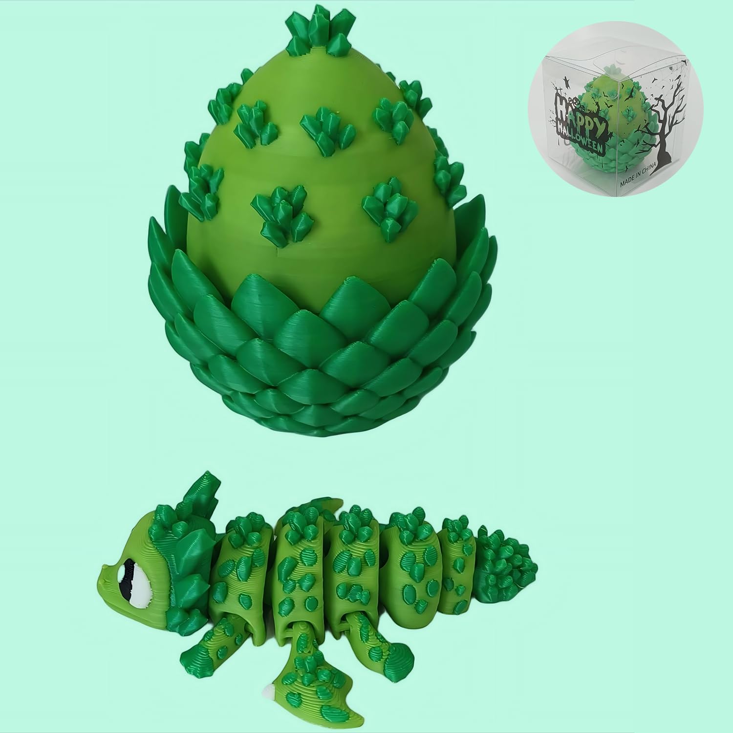 Enchanted 3D Egg with Miniature Inside - Handcrafted Printed Collectible | Fantasy Decor & Gift (Ice Cream Dragon & Egg (Box))