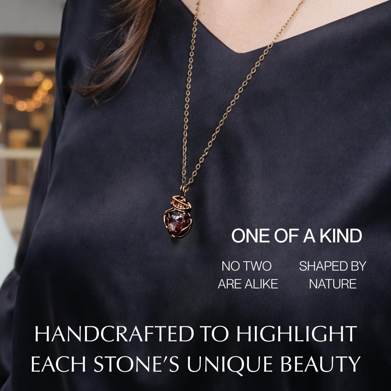 Designs by Nature Gems Necklace for Women - Designer Pendant Necklace - Antique Bronze Chain