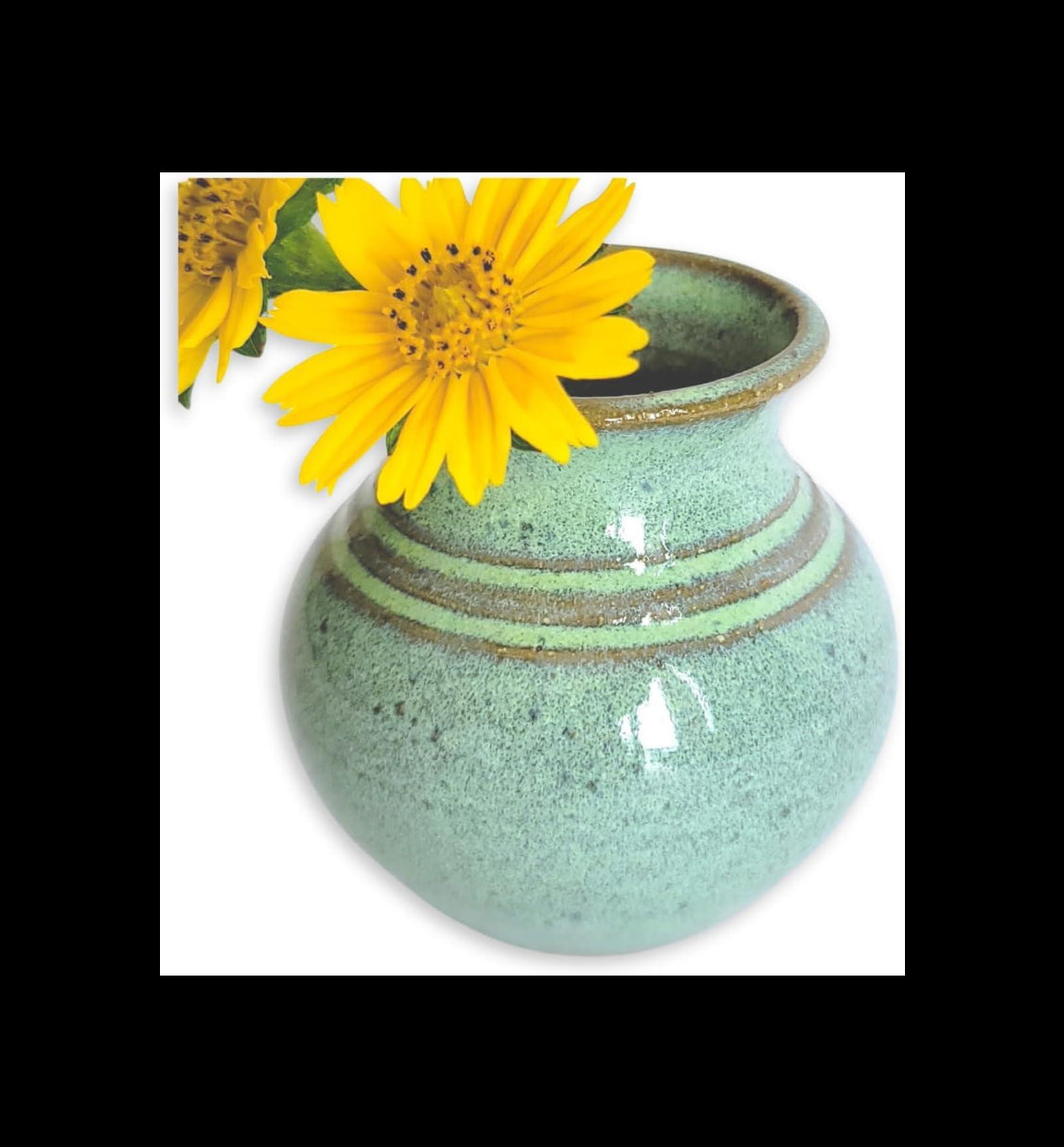 Handmade Dandelion Flower Pot for New Mommy to Be - Miniature Pottery Vase for Baby Shower Favor Presents Green (Miniature Vase w/Gift Bag) - Handmade Lifestyle Shop