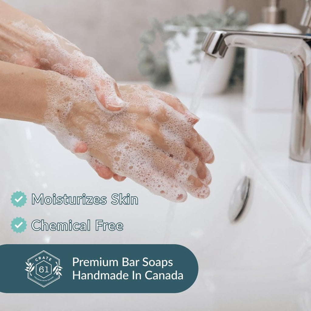 Crate 61 Organics, Handmade in Canada, Plant Based Natural Bar Soap Cold Pressed For Face & Body, w/Premium Essential Oils, For Men & Women 3 Pack (Ginger Cardamom)