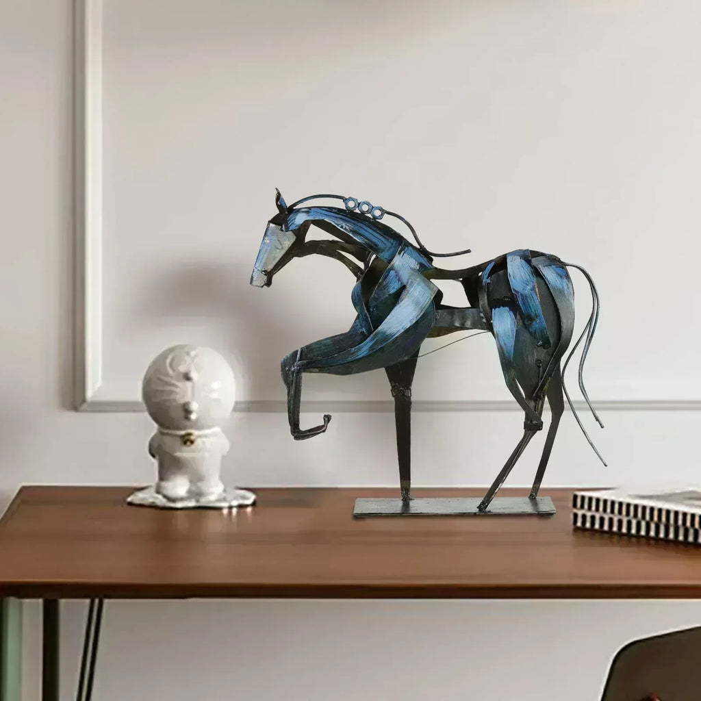Handmade Metal Horse Statue Decor - Handcrafted & Hand-Painted Sculpture, Unique Rustic Figurine for Home, Office, Desk Decoration (White) - Handmade Lifestyle Shop