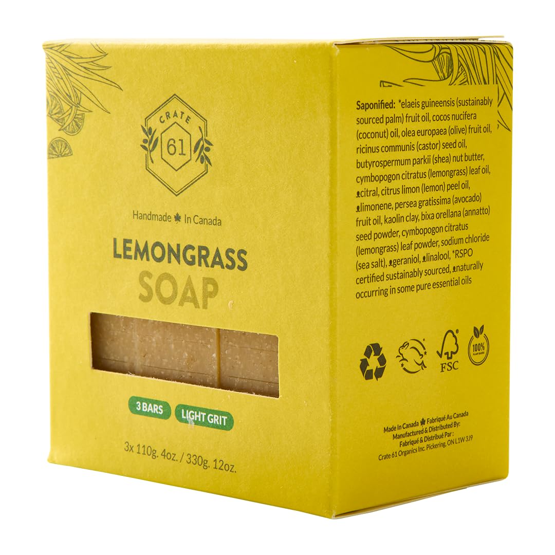 Crate 61 Organics, Handmade in Canada, Plant Based Natural Bar Soap Cold Pressed For Face & Body, w/Premium Essential Oils, For Men & Women 3 Pack (Ginger Cardamom)