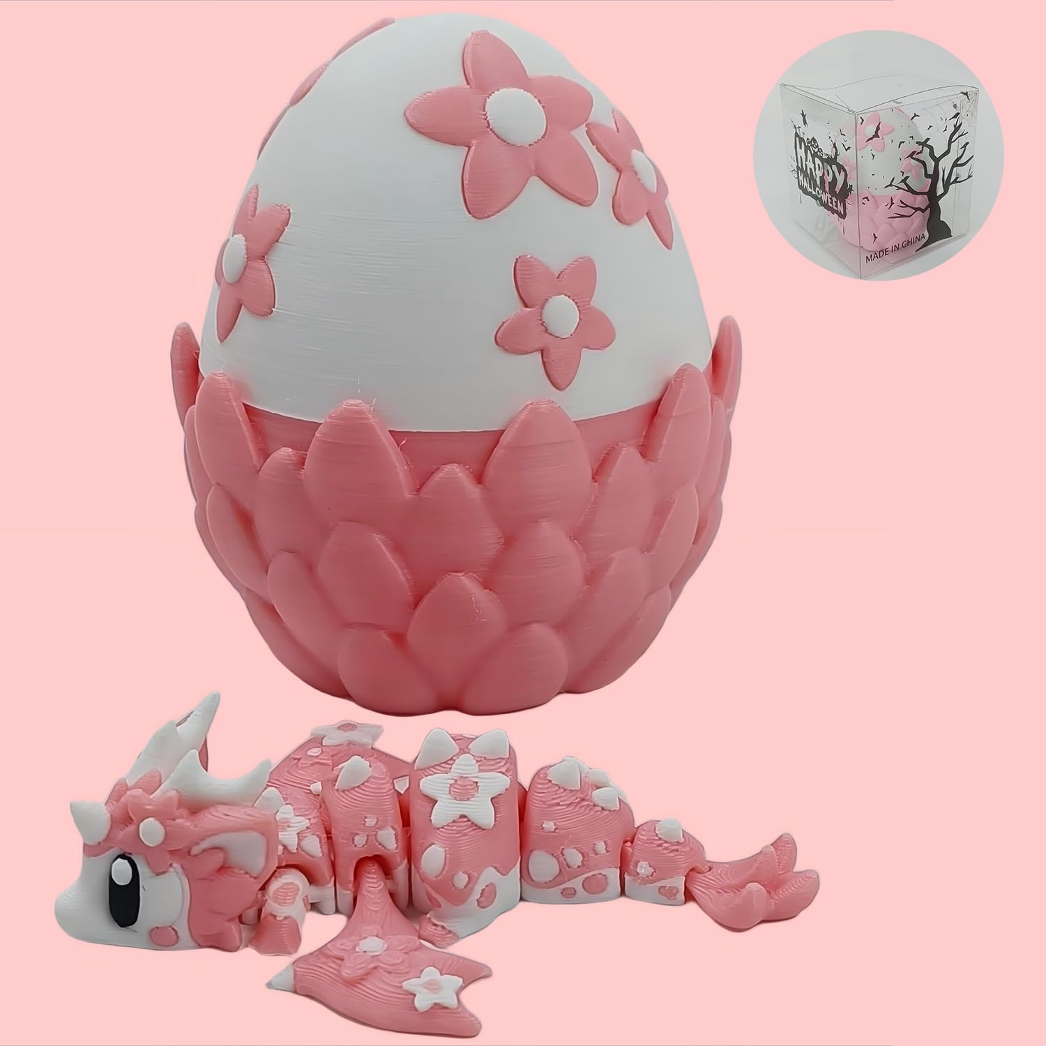 Enchanted 3D Egg with Miniature Inside - Handcrafted Printed Collectible | Fantasy Decor & Gift (Ice Cream Dragon & Egg (Box))