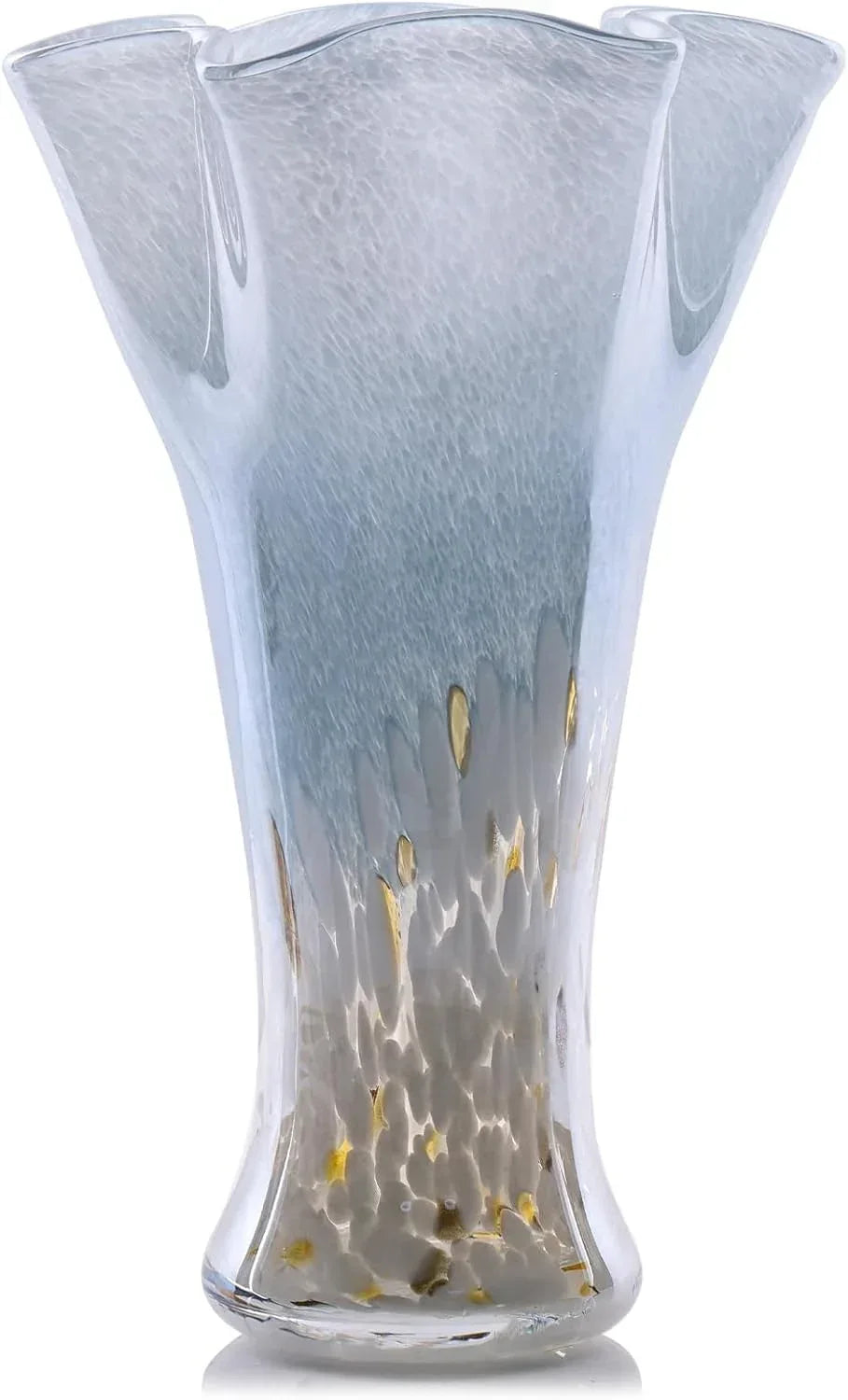 9.0" H Teal Glass Vases for Flowers, Unique Hand Blown Glass Vase Green Home Decor, Wide Mouth Colorful Flower Vase Centerpieces, for Living Room Table Bookshelf, Bathroom Office Shelf Decorative - Handmade Lifestyle Shop