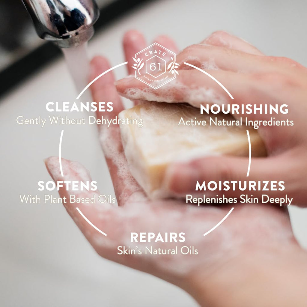 Crate 61 Organics, Handmade in Canada, Plant Based Cold Process Natural Bar Soap, With Premium Essential Oils, Dry Skin, Pack of 6 (For Him)