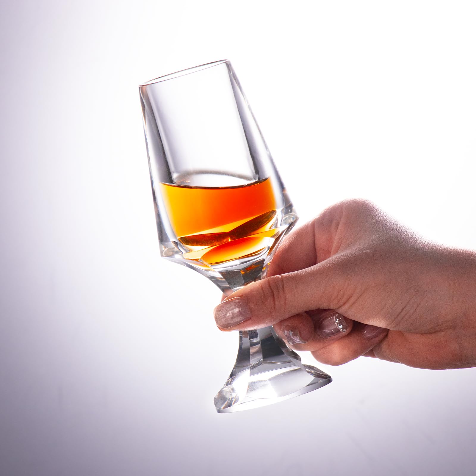 KAMMAK Crystal Whiskey Glasses Set of 2, Handcrafted 7.1oz Old Fashioned Glasses Stemless, Luxury Cocktail Glasses, Hand Blown Scotch Cup for Women, Men Gift for Rocks, Bourbon Barware, Bar