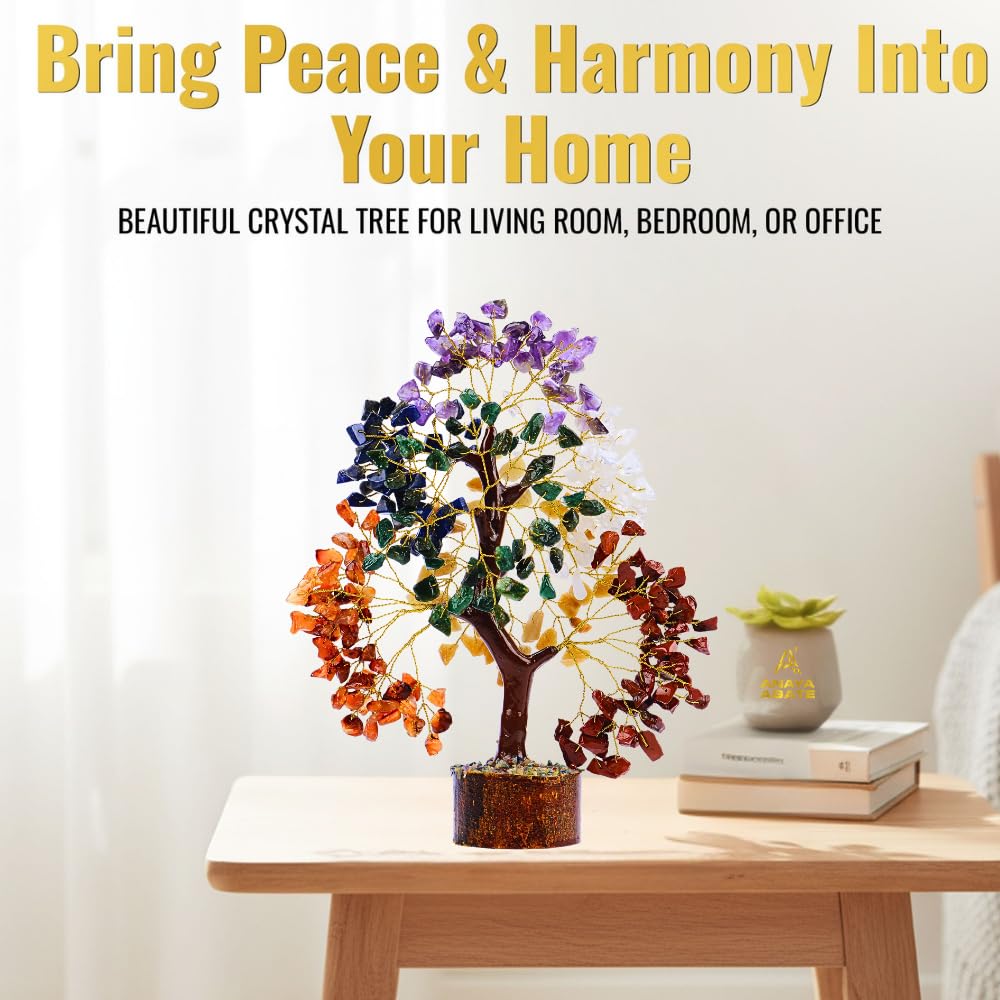 7 Chakra Healing Crystal Tree Kit, Bracelet, Pendant, Necklaces, Handmade Gemstone Money Bonsai Tree of Life Feng Shui Decor for Home Office, Positive Energy, Reiki Healing, for Women