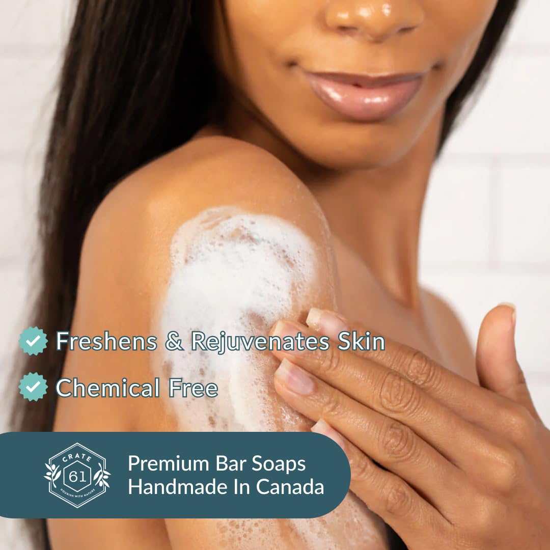 Crate 61 Organics, Handmade in Canada, Plant Based Natural Bar Soap Cold Pressed For Face & Body, w/Premium Essential Oils, For Men & Women 3 Pack (Ginger Cardamom)