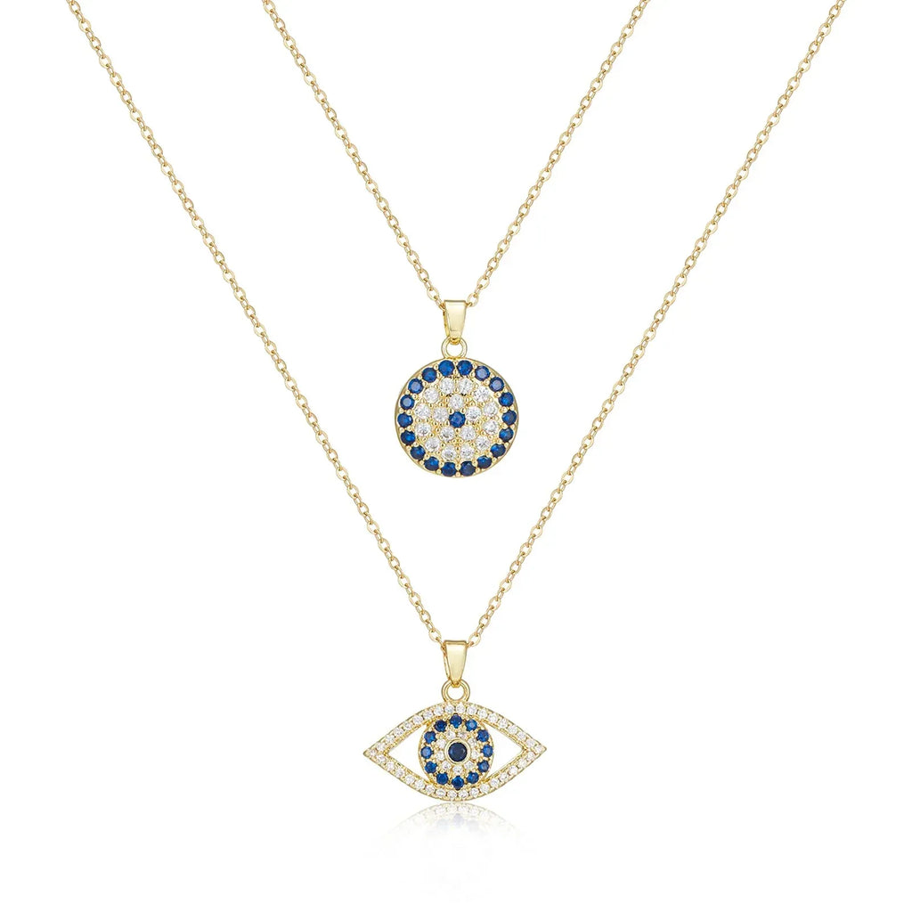 Evil Eye Necklace Layered Necklaces for Women, 2Pcs 18K Gold Plated Dainty Evil Eye Choker Pendant Necklace Handmade Evil Eye Jewelry Protection Gifts - Handmade Lifestyle Shop