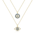 Evil Eye Necklace Layered Necklaces for Women, 2Pcs 18K Gold Plated Dainty Evil Eye Choker Pendant Necklace Handmade Evil Eye Jewelry Protection Gifts - Handmade Lifestyle Shop