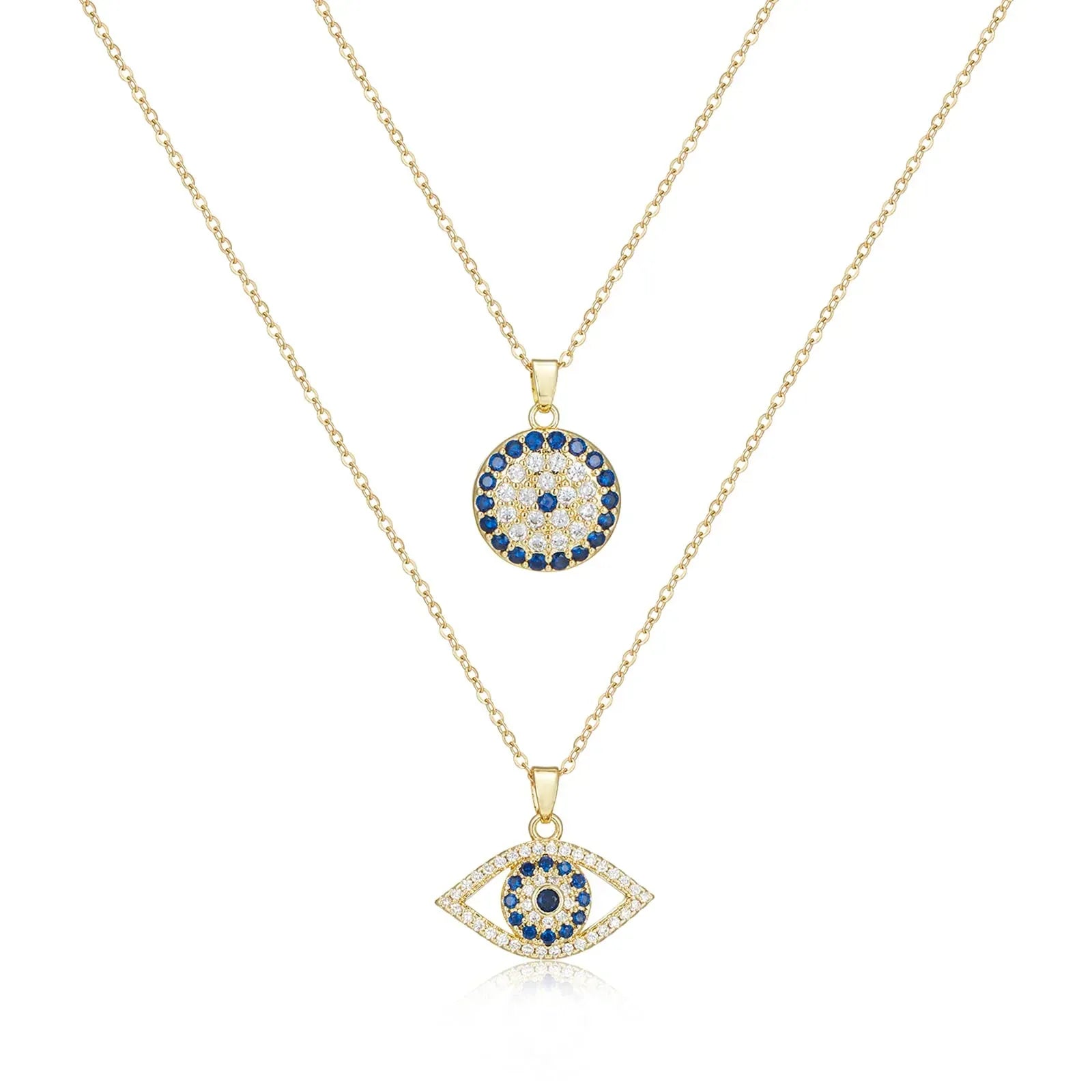 Evil Eye Necklace Layered Necklaces for Women, 2Pcs 18K Gold Plated Dainty Evil Eye Choker Pendant Necklace Handmade Evil Eye Jewelry Protection Gifts - Handmade Lifestyle Shop