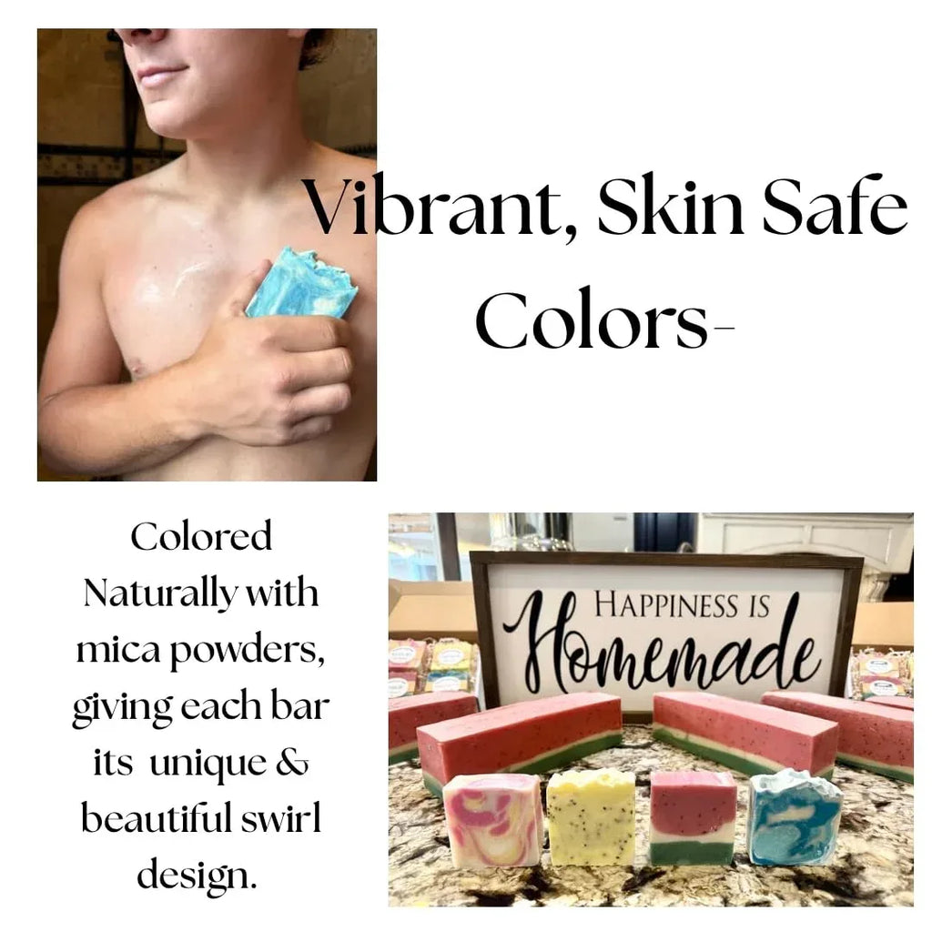 Grass-Fed Tallow Soap Bar 4 Pack | Handmade Natural Soap | Cherry Almond, Lemon Poppyseed, Mahogany Teak, Watermelon | Moisturizing Farm Soap For Face & Body | Cold Process - Handmade Lifestyle Shop