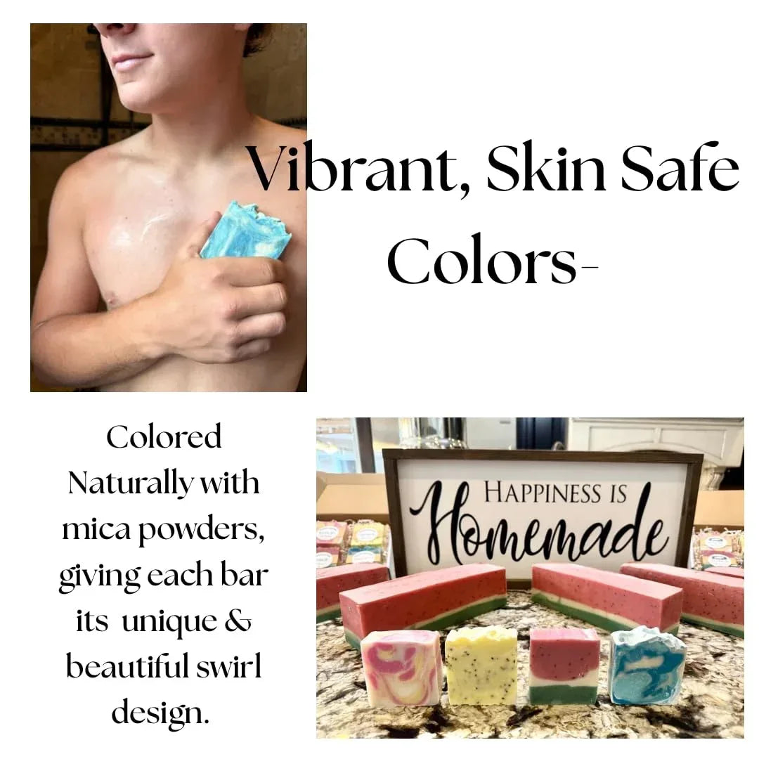 Grass-Fed Tallow Soap Bar 4 Pack | Handmade Natural Soap | Cherry Almond, Lemon Poppyseed, Mahogany Teak, Watermelon | Moisturizing Farm Soap For Face & Body | Cold Process - Handmade Lifestyle Shop