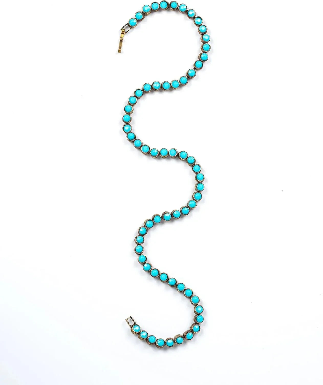 Vintage Tennis Turquoise Necklace for Women Gemstone Retro Boho Antique Choker Indian Jewelry Gift for Her Feroza Chain Pendant Vintage Tennis Turquoise Necklace Feroza Beads Natural Stone Minimalist Jewelry Handmade Diamond Handcrafted Hypoallergenic - Handmade Lifestyle Shop