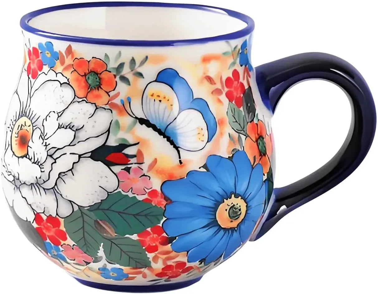 ALMA 12oz Handpainted Microwave Safe Coffee Mug, Unique Ceramic Tea Mug For Girl Friend,Mother, Woman(Assorted Flowers,Medium) - Handmade Lifestyle Shop