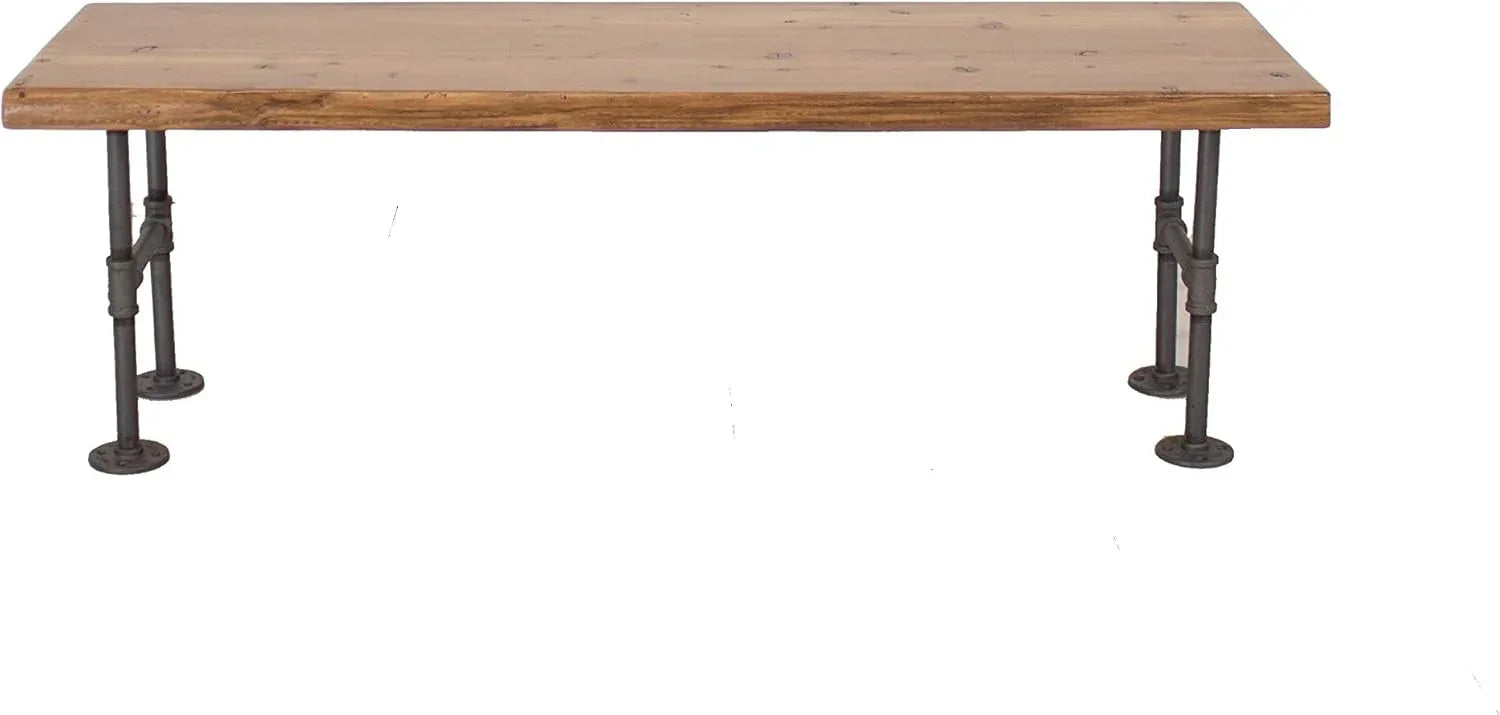 Pipe and Solid Wood Mudroom and Entryway Storage Bench, Solid Wood with Pipe Base by William Roberts Vintage - Handmade Lifestyle Shop