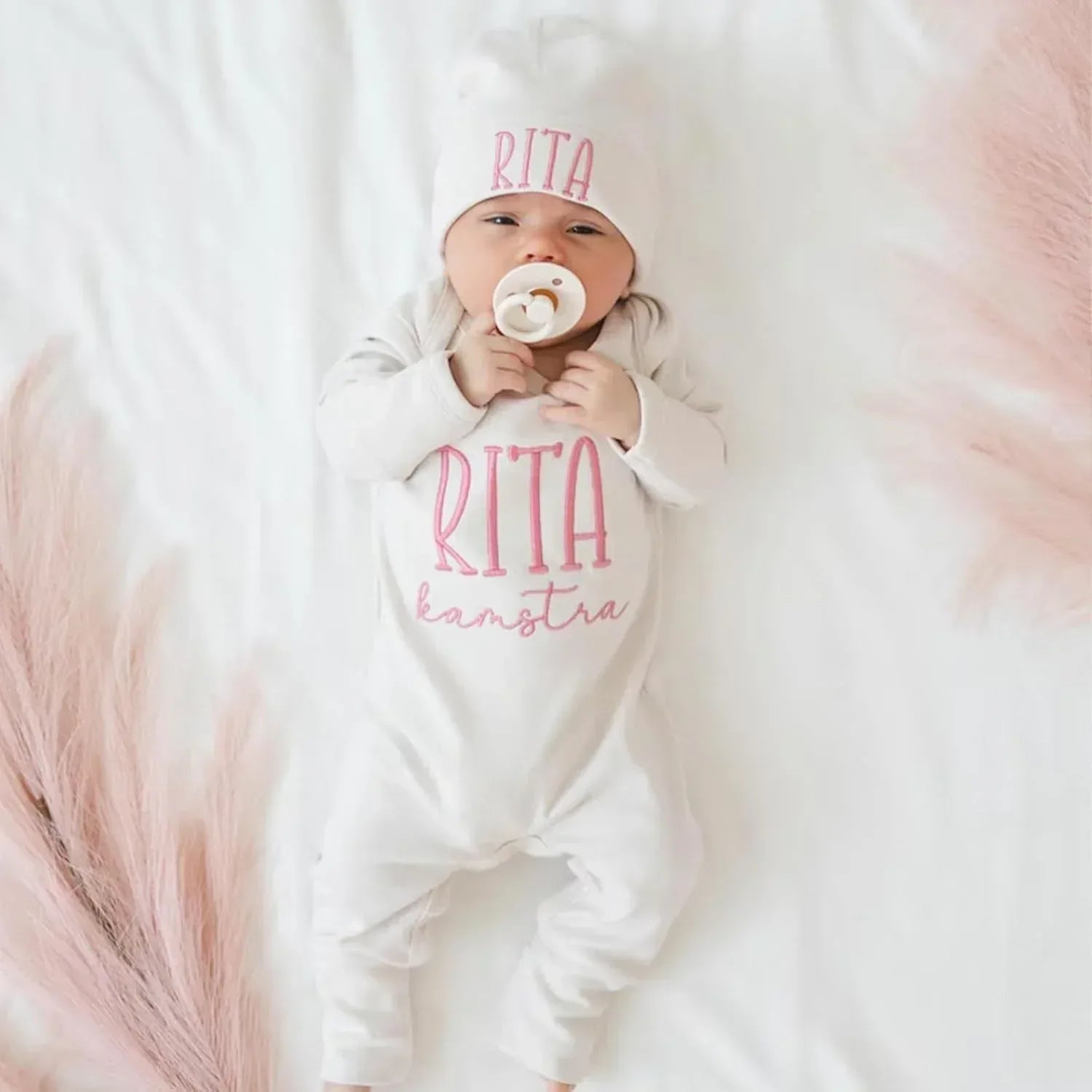 Personalized Baby Onesie Newborn Coming Home Outfit Customized Clothes with Baby's Name in Embroidery Hospital Romper Suit - Handmade Lifestyle Shop