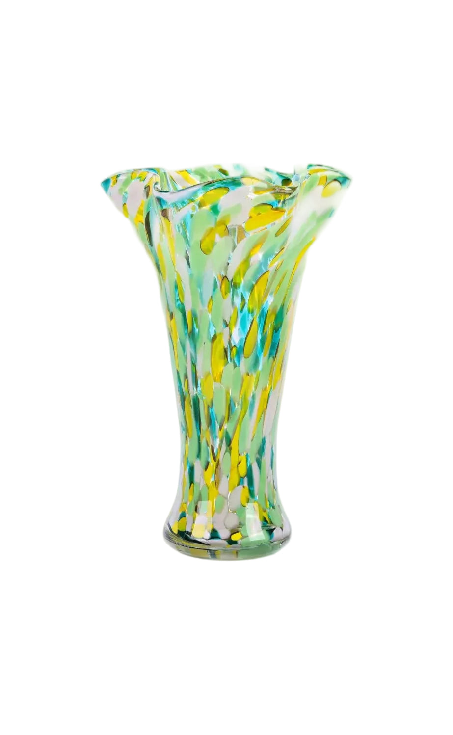 9.0" H Teal Glass Vases for Flowers, Unique Hand Blown Glass Vase Green Home Decor, Wide Mouth Colorful Flower Vase Centerpieces, for Living Room Table Bookshelf, Bathroom Office Shelf Decorative - Handmade Lifestyle Shop
