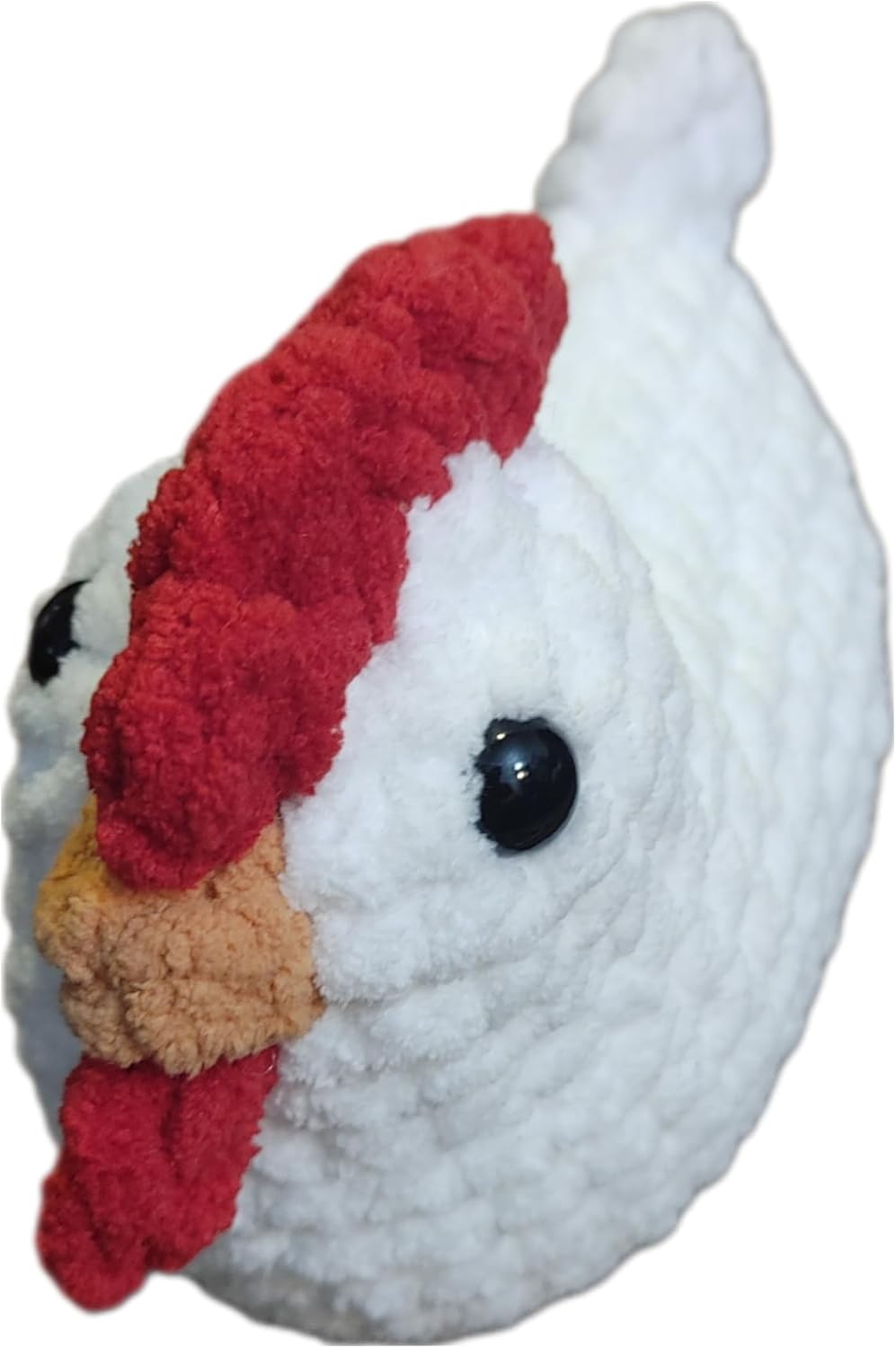 Chicken Plush, Soft Crochet Plushie, Red Comb and Wattle, Stuffed Animal, Cute Farm Gift, Handmade Children's Toy with Realistic Features, Amigurumi (Speckled Grey)