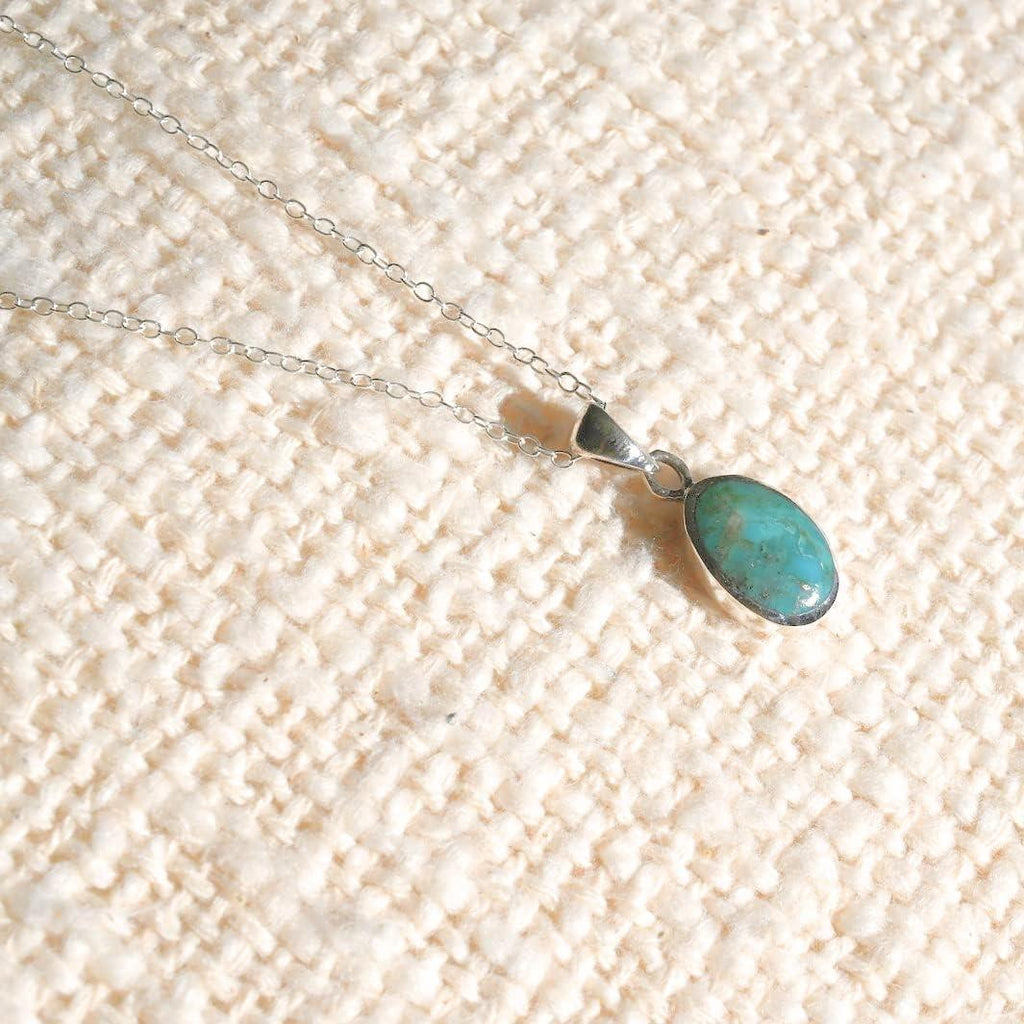 Natural Turquoise Pendant Necklace, 925 Silver Sterling Authentic Turquoise Stone - Handmade Lifestyle Shop