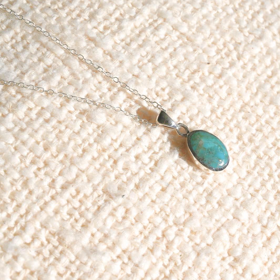Natural Turquoise Pendant Necklace, 925 Silver Sterling Authentic Turquoise Stone - Handmade Lifestyle Shop