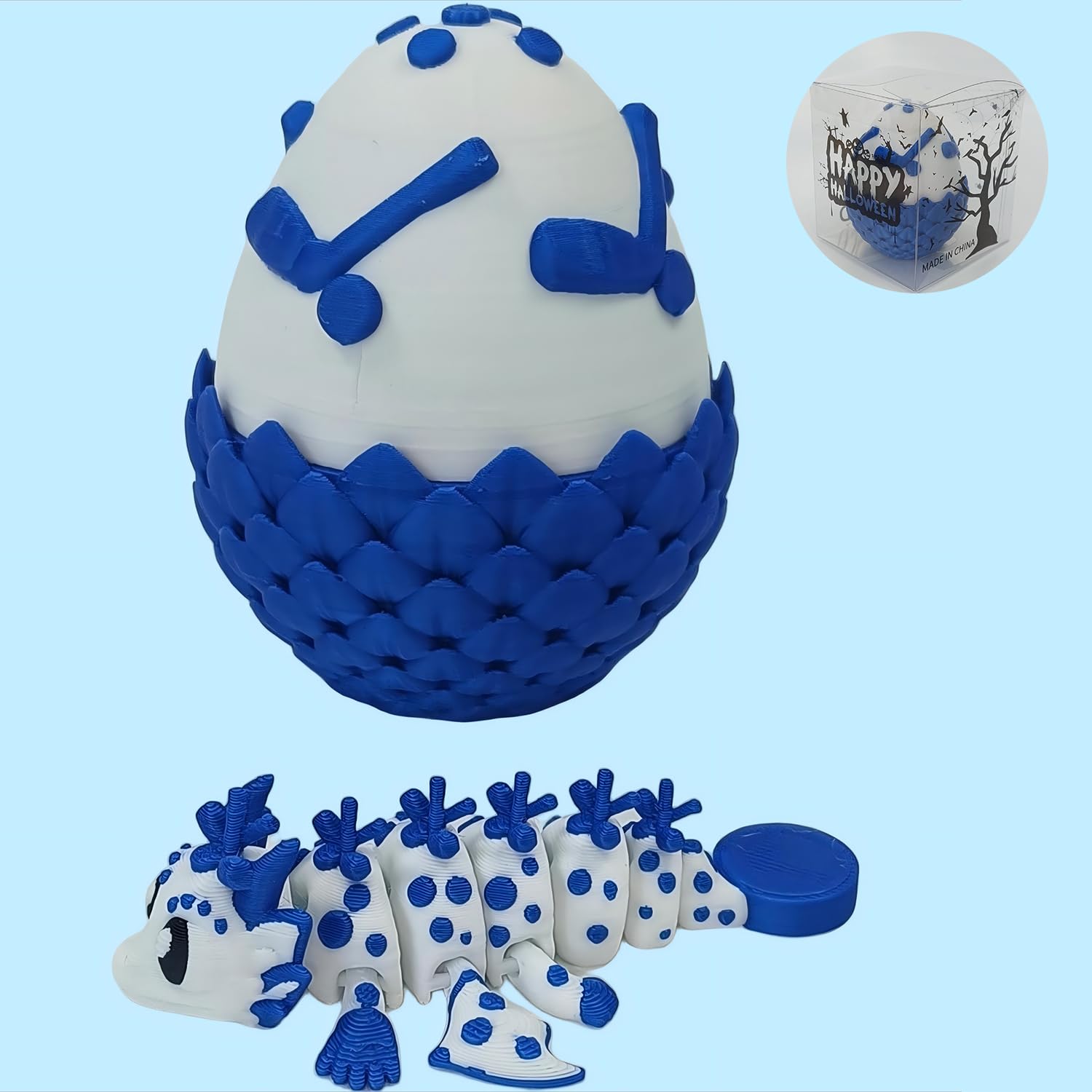 Enchanted 3D Egg with Miniature Inside - Handcrafted Printed Collectible | Fantasy Decor & Gift (Ice Cream Dragon & Egg (Box))